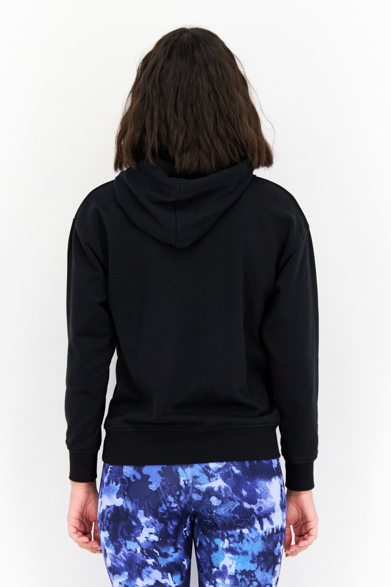 Marilyn Monroe Women Hooded Neck Long Sleeves Graphic Print Sweatshirt, Black - Image 3