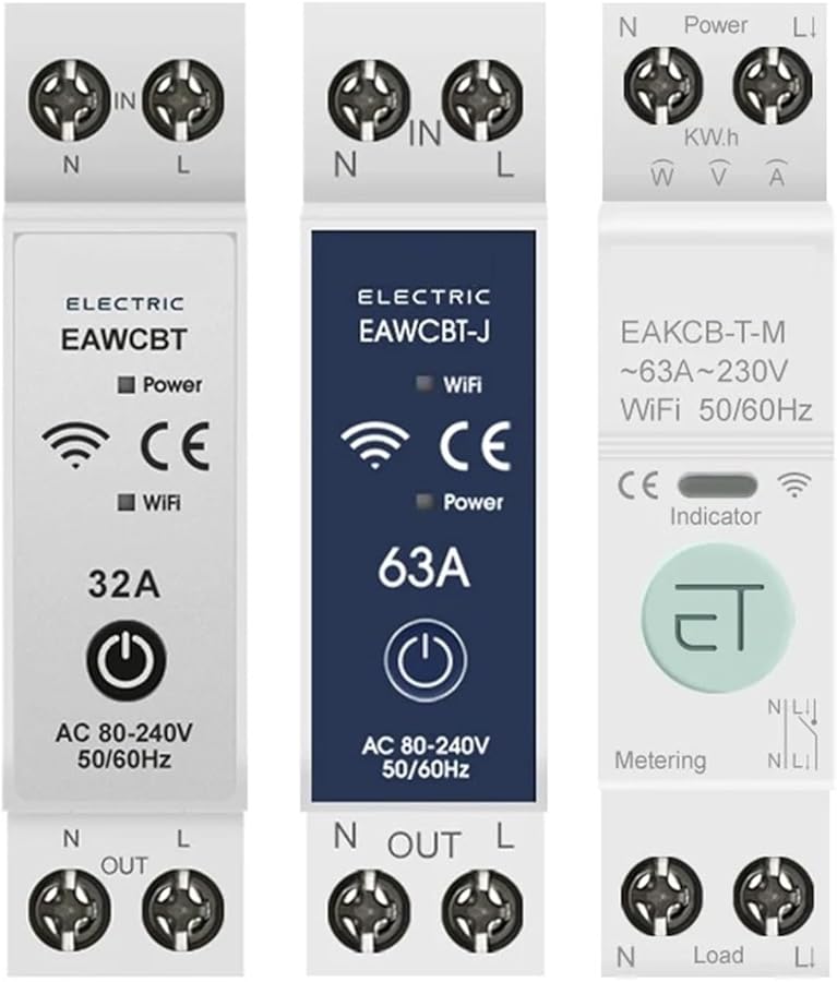WiFi Smart Circuit Breaker 40A 1P N 63A Timer Energy Monitor Voice Remote Control Switch - Image 1