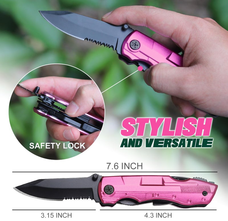 LAGERFEY Stocking Stuffers for Women - Gifts for Women Wife Mom Sister, Pin'k Multitool Knife - Womens Gifts for Christmas, Womens Stocking Stuffers - Birthday Gift for Woman, Mothers Day Camping Hiking Gift - Image 3