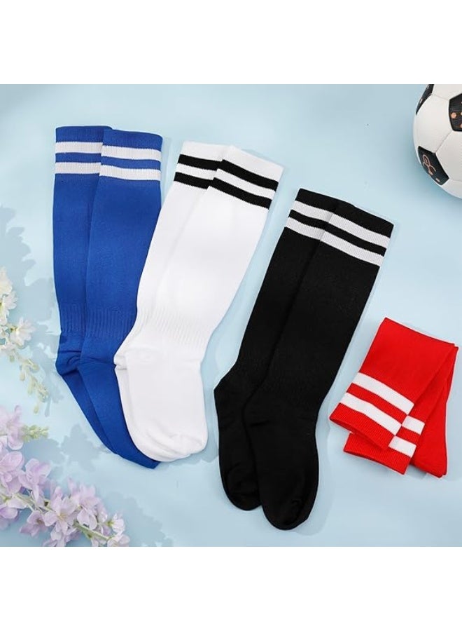 4 pairs of children's football socksChildren's football socksBreathable football socksLong football socks for childrenBoys and girlsTeens running, training, rugby, hockey (5-13 years), black, white, blue, red