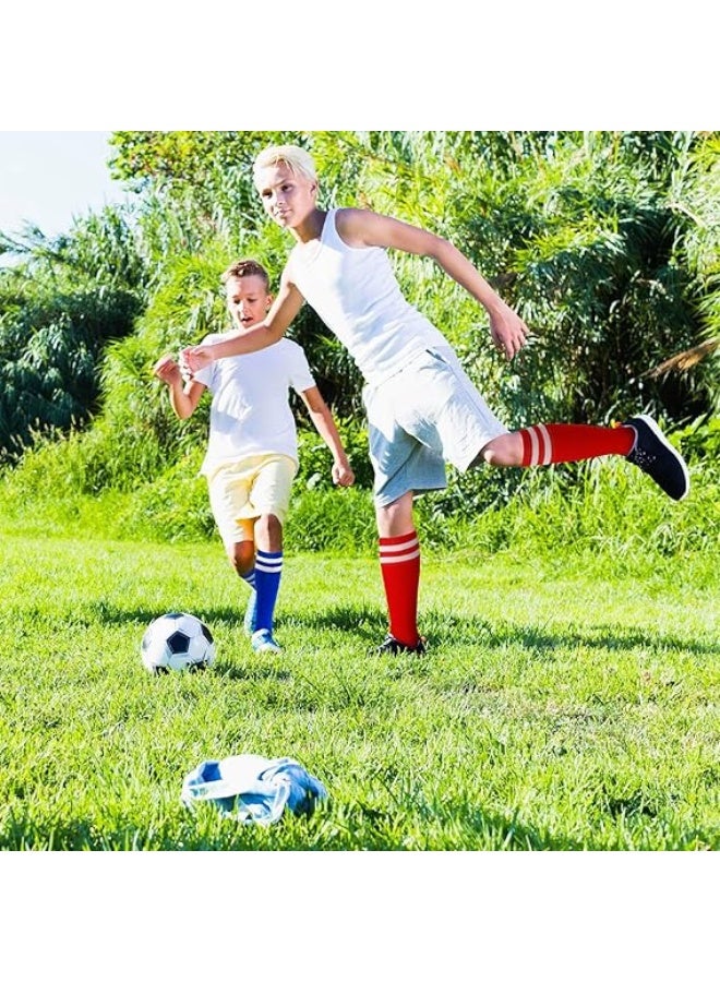 Generic 4 pairs of children's football socksChildren's football socksBreathable football socksLong football socks for childrenBoys and girlsTeens running, training, rugby, hockey (5-13 years), black, white, blue, red - Image 5