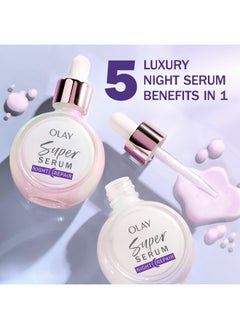 Olay Super Serum For Night Repair 1.0 Oz 5In1 Lightweight Skin Cell Renewing Face Serum Wrinkle Correcting Treatment With Salicylic Acid & Niacinamide  - Image 2