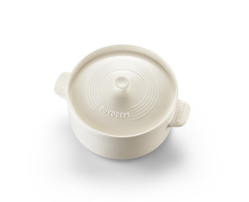BUYDEEM A513 Ceramic Steam Extraction Pot, Healthy Steam Cooking Pot for Nutrient-Rich Broth, Impact-Resistant Ceramic, Compatible with G32 Food Steamer, 1.5L, White - Image 2