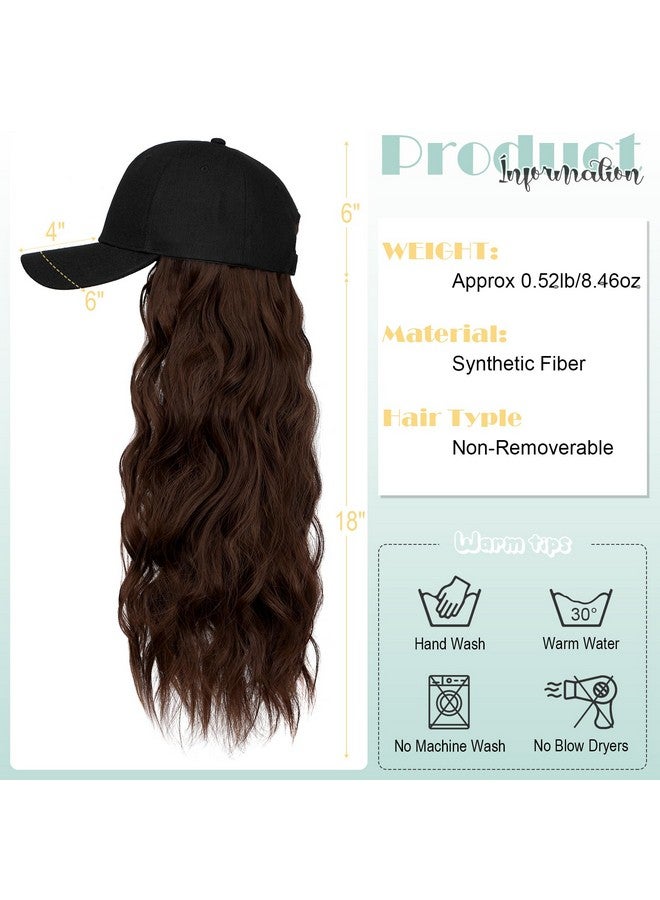 Lansigreen Hat Wig For Women Baseball Cap With Hair Extensions Adjustable Hat Attached 24" Long Wavy Hairpieces Synthetic Wig Medium Brown - Image 4