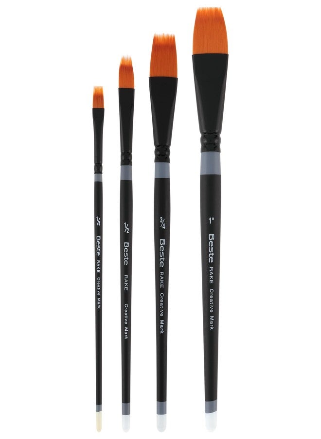 Creative Mark Beste Golden Taklon Brush Rake, Set of 3 Artist Paint Brush, Professional Watercolor Brushes, for Acrylic Painting, Short Handle, Sharp Edges, Hand-Tied & Shaped - Image 3