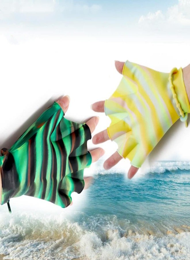 EXCEREY Kids Swimming Gloves Web Gloves Frog Pattern Hand Silicone Webbed Training GlovesWater Gloves (Green, One Size) - Image 2