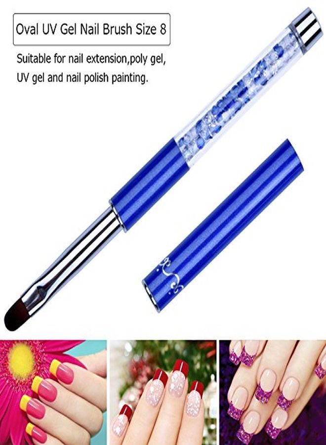 Ycyan 1Pcs Oval Uv Gel Nail Brush Rhinestone Handle Professional Nail Art Tools Size 8 - Image 3