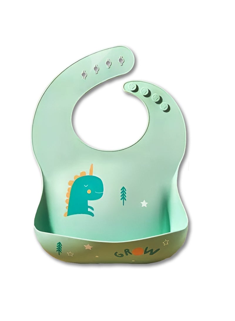 Pumpkins Silicone Bib for Babies and Kids - BPA-Free Adjustable Soft Bibs in Cute Dino Theme - Image 1