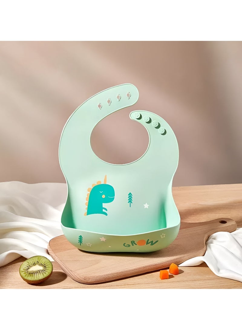 Pumpkins Silicone Bib for Babies and Kids - BPA-Free Adjustable Soft Bibs in Cute Dino Theme - Image 2