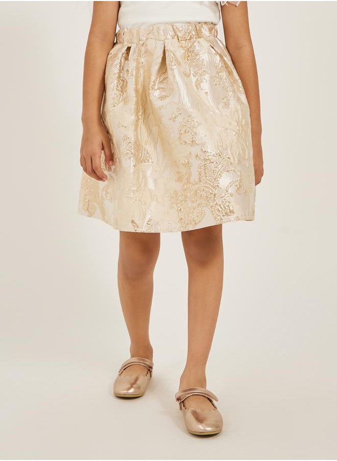 Styli Frill Mesh Sleeve Top and Jacquard Skirt Set  - Image 5