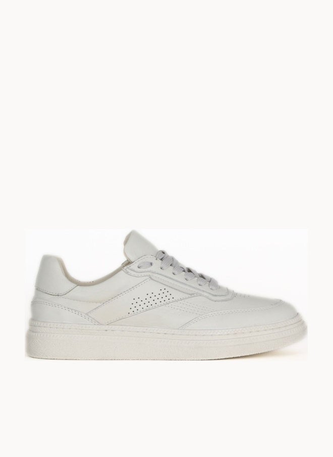 BUENO Women's Leather Sneakers – Classic Lace-Up Design with Contrast Sole and Perforated Detail for Everyday Chic - Image 1