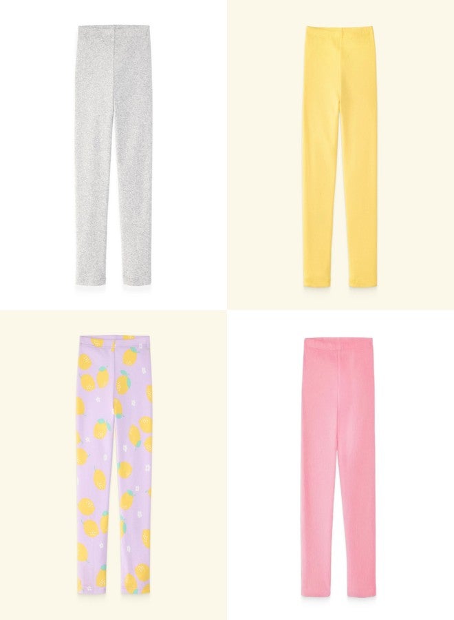 Garanimals Baby & Toddler Girl Lemons Leggings - Machine-Washable Kid's Clothes - Size 3T - Light Grey, Purple, Yellow, Pink - 4 Pack - Image 5