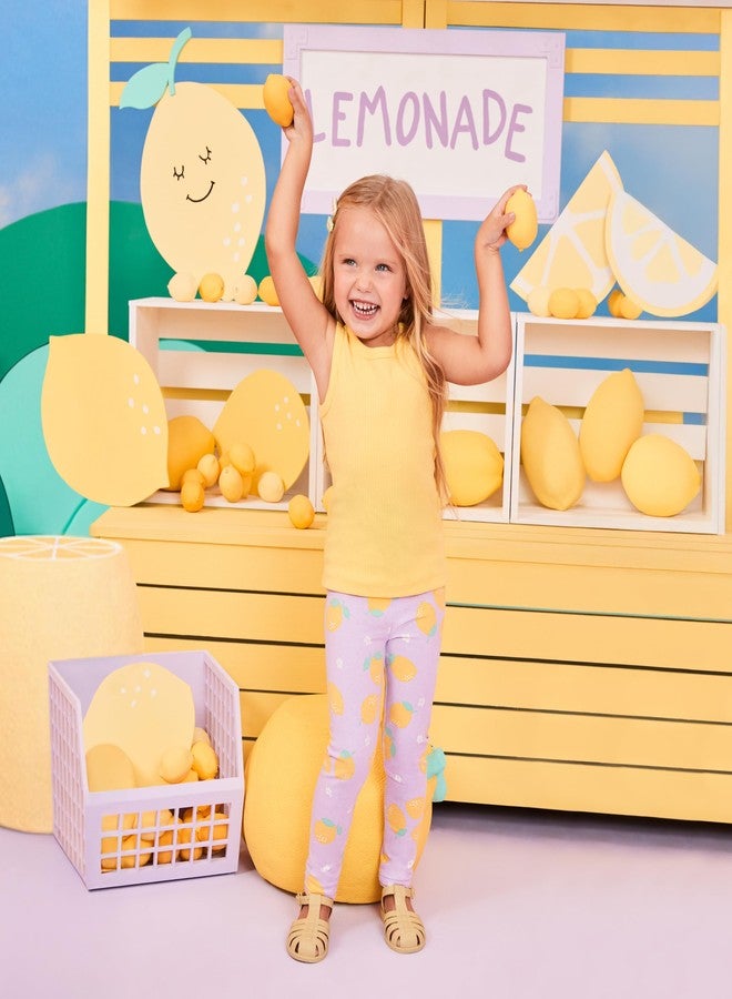 Garanimals Baby & Toddler Girl Lemons Leggings - Machine-Washable Kid's Clothes - Size 3T - Light Grey, Purple, Yellow, Pink - 4 Pack - Image 2