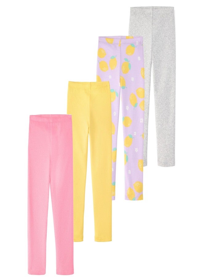 Garanimals Baby & Toddler Girl Lemons Leggings - Machine-Washable Kid's Clothes - Size 3T - Light Grey, Purple, Yellow, Pink - 4 Pack - Image 1