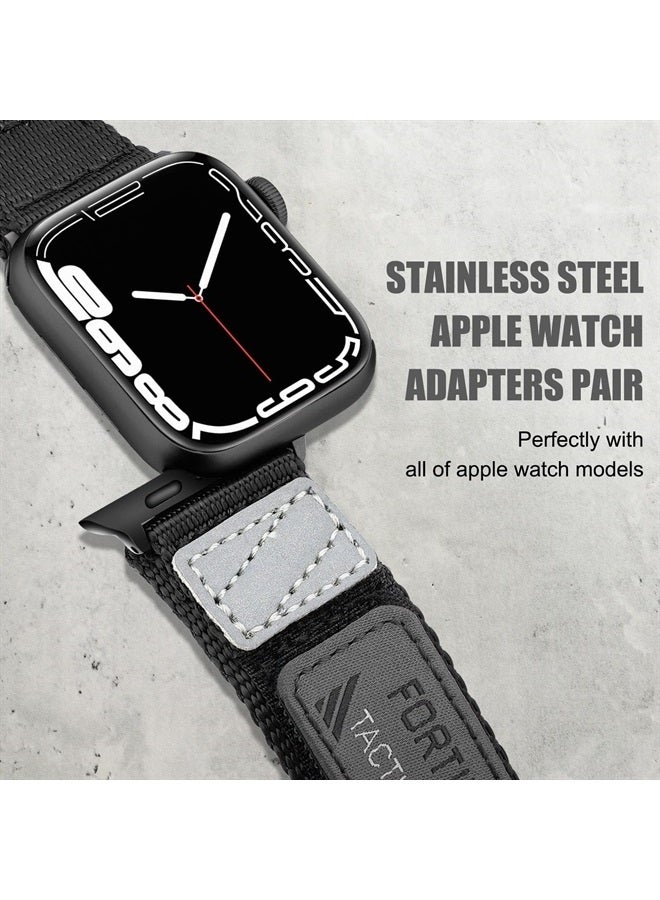 Ritche حزام ساعة آبل نايلون متين متوافق مع حزام آبل الترا 49 مم، ساعة آبل 38 مم 40 مم 41 مم، حزام تكتيكي قابل للتعديل للرجال لسلسلة 8/7/6/5/4/3/2/1 SE باللون الأسود - Image 2