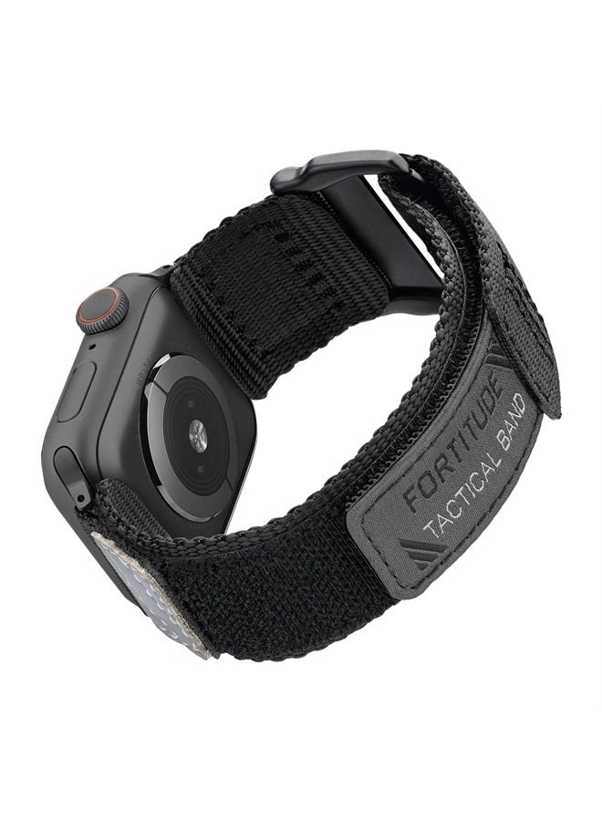 Ritche حزام ساعة آبل نايلون متين متوافق مع حزام آبل الترا 49 مم، ساعة آبل 38 مم 40 مم 41 مم، حزام تكتيكي قابل للتعديل للرجال لسلسلة 8/7/6/5/4/3/2/1 SE باللون الأسود - Image 1