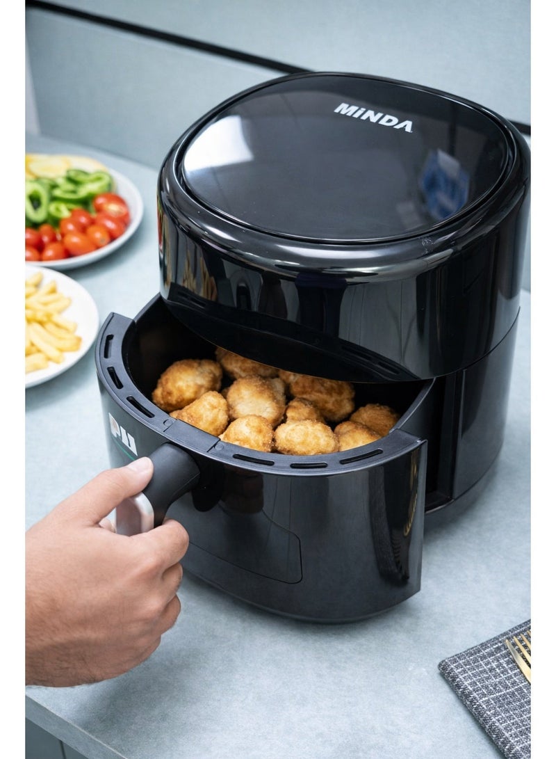 Minda 8L Air Fryer 1500W Oil-Free Fryer – Large Capacity Healthy Cooking Appliance with Cool Touch Handle, Non-Stick Frying Pot & Tray, Easy-to-Read Adjustable Control Display for Home Kitchen - Image 5