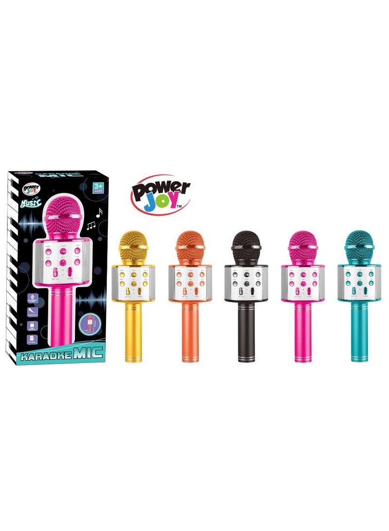 Power Joy Karaoke Microphone With Bluetooth, Recording, Battery Operated, Assorted 1 Piece (Style & Color May Vary) | Unleash your inner rockstar! | Portable Microphone | Compatible to Karaoke Machine, Smartphone, Tablet and etc! | Wireless Bluetooth Speaker | Gift for Adults and Music Lover - Image 1
