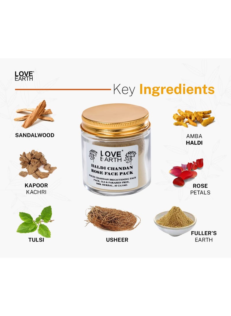 Love Earth Haldi Chandan Rose Face Pack With Amba Haldi & Chandan, For Face & Body, Paraben Free 30gm - Image 3