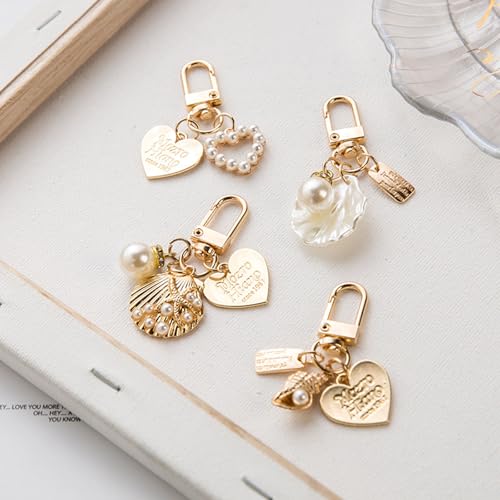 ZOONAI Pearl Shell Bag Charms for Handbags, Cute Ocean Beach Keychain Purse Charms for Women Girls Beach Lovers Gift (Pearl Shell) - Image 5