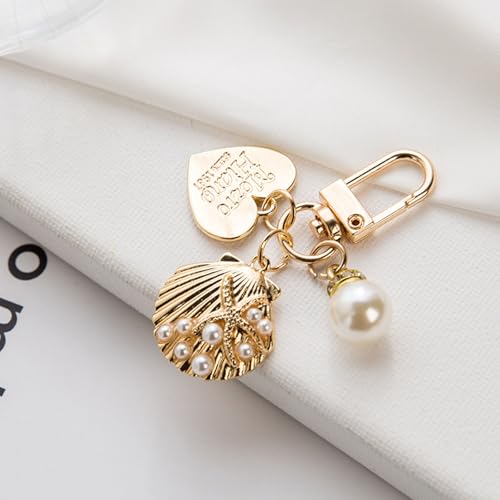 ZOONAI Pearl Shell Bag Charms for Handbags, Cute Ocean Beach Keychain Purse Charms for Women Girls Beach Lovers Gift (Pearl Shell) - Image 3