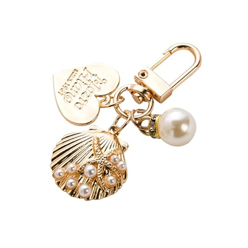 ZOONAI Pearl Shell Bag Charms for Handbags, Cute Ocean Beach Keychain Purse Charms for Women Girls Beach Lovers Gift (Pearl Shell) - Image 1