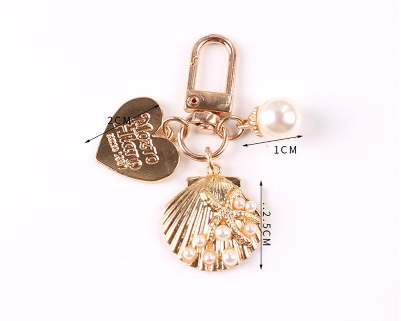 ZOONAI Pearl Shell Bag Charms for Handbags, Cute Ocean Beach Keychain Purse Charms for Women Girls Beach Lovers Gift (Pearl Shell) - Image 2