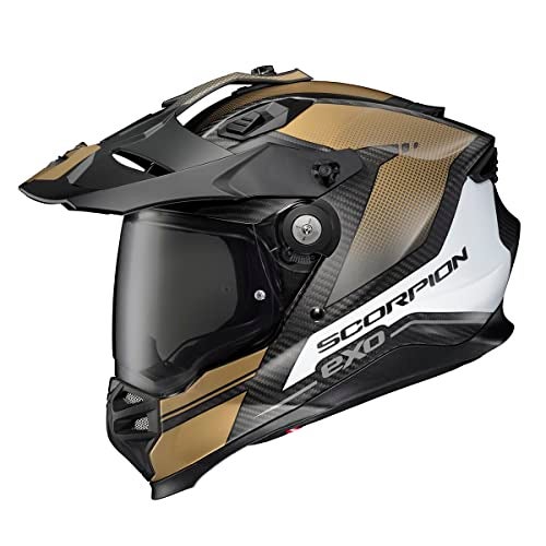 ScorpionEXO XT9000 Full Face Carbon Fiber Adventure Motorcycle Helmet with Pinlock Ready Shield Bluetooth Ready Speaker Pockets DOT ECE Trailhead Matte Gold Medium - Image 1