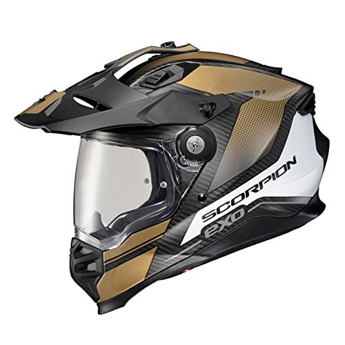 ScorpionEXO XT9000 Full Face Carbon Fiber Adventure Motorcycle Helmet with Pinlock Ready Shield Bluetooth Ready Speaker Pockets DOT ECE Trailhead Matte Gold Medium - Image 3