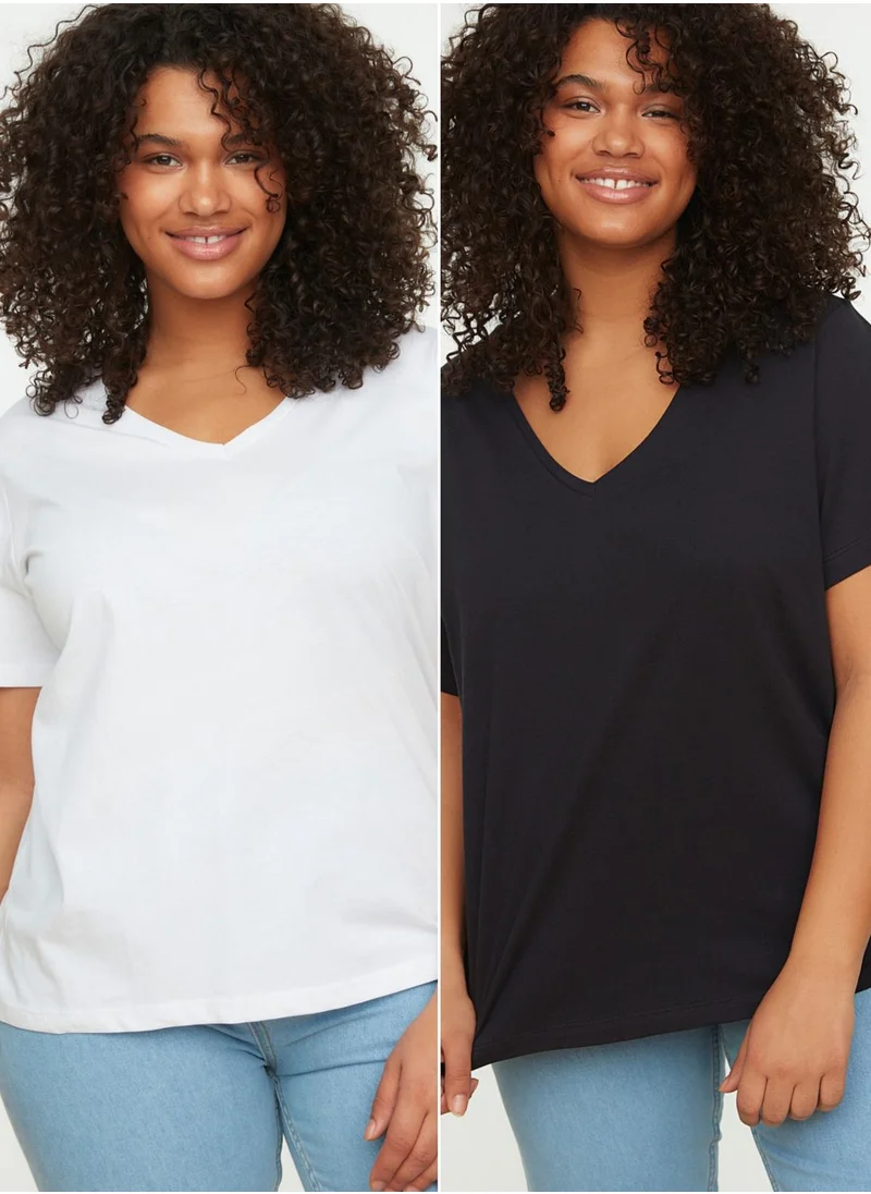 Trendyol Curve 2 Pack V-Neck T-Shirt