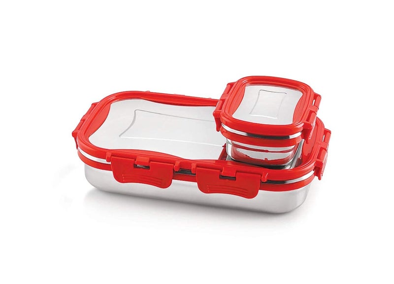 Yorten Stainless Steel Lunch Box with Air Tight Spill Proof Lid, Tiffin Boxes for Kids Men Women for Office & School College (Red) - Image 1