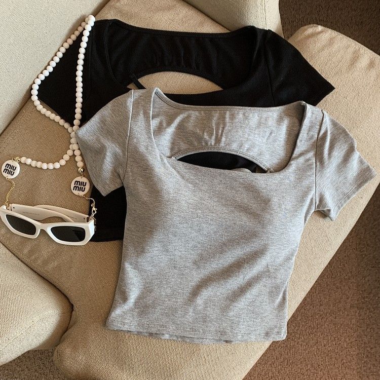 Women's Cutout Cross Back Cropped T-Shirt - Image 3