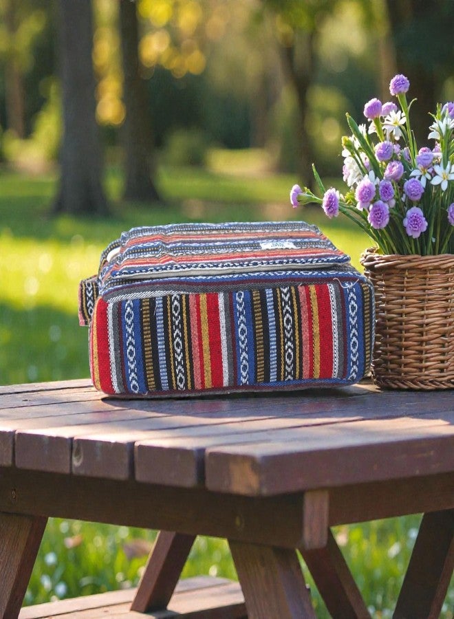 FIBREGOLD Striped Crossbody Bag, Multicolor Ethnic Pattern, Canvas Material, Adjustable Strap, Bohemian Style (Orange Blue) - Image 5