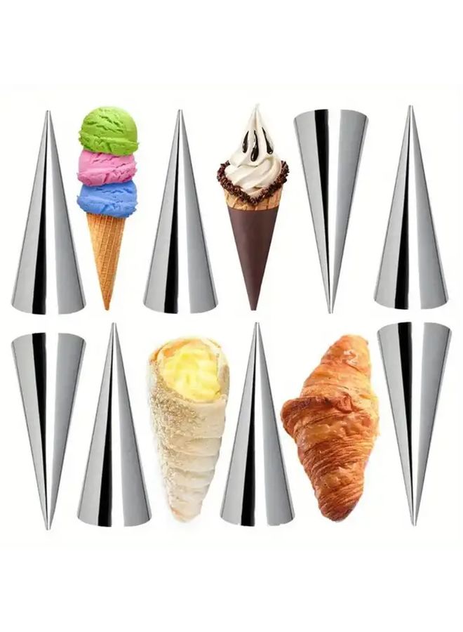 12 Pcs Stainless Steel Cream Horn Molds Spiral Croissant Tubes Ice Cream Cone Molds For Baking Pastries Cookies Bread Croissants And Cream Cones Durable Pastry Tools - Image 2