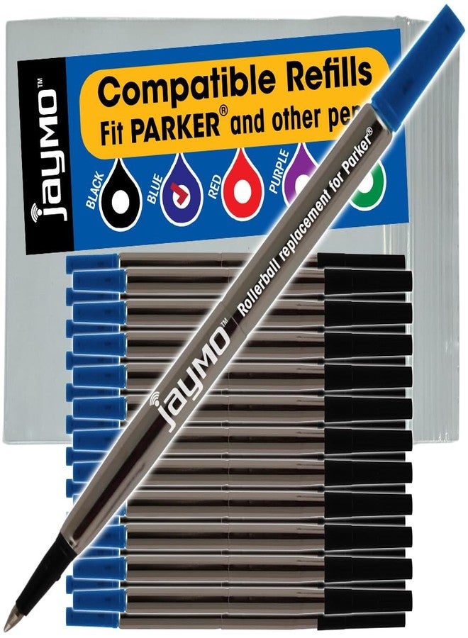 Jaymo Replacement for Parker Quink 1950324 - Measures 4.56 in / 116 mm Long - Rollerball Pen Refill - 24 Blue - Image 1