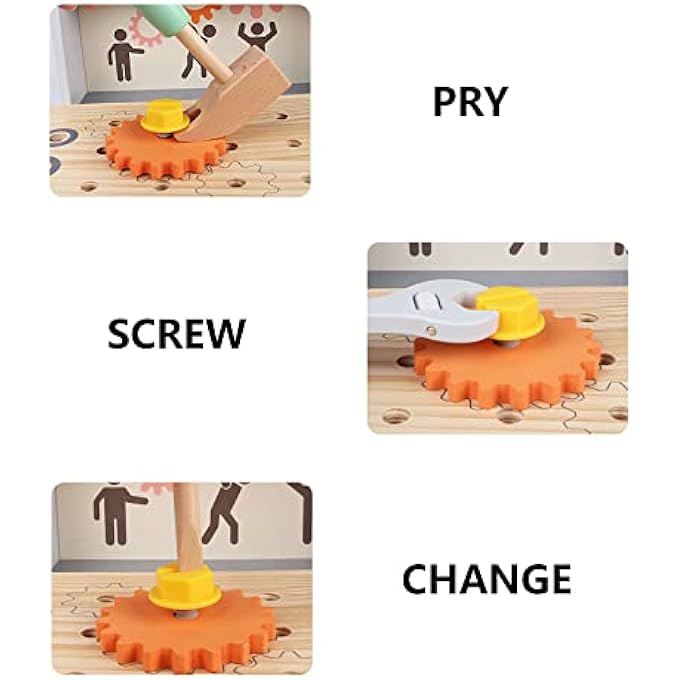 WOODEN WORKBENCH REPAIR DESK TOOL BOX TOY SET KIDS PUZZLE SCREW MULTI-FUNCTION DISASSEMBLY ASSEMBLY COMBINATION PRETEND PLAY - Image 3