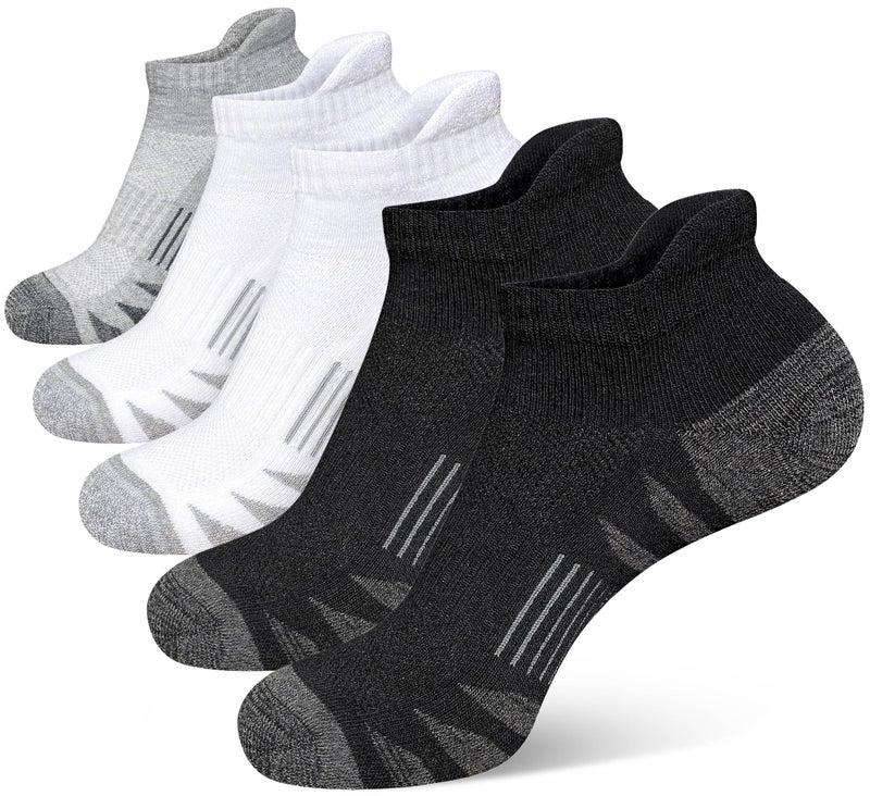Heyoboy Men's Athletic Cushioned Cotton Socks, Anti-blister Wicking Breathable Running Ankle Socks 5 Pairs - Image 1
