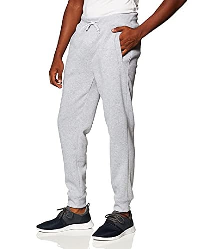 WT02 Men's Fleece Sweatpants & Joggers (Regular & Extended Sizes), Heather Grey, Large - Image 2