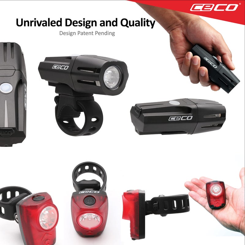 CECO-USA: 1,000 Lumen Headlight & 100 Lumen Tail Light Combo Pack for Cyclists who Want to See far & to be seen from afar. Brightest USB Rechargeable Bike Light Set Available for All Cyclists - Image 3