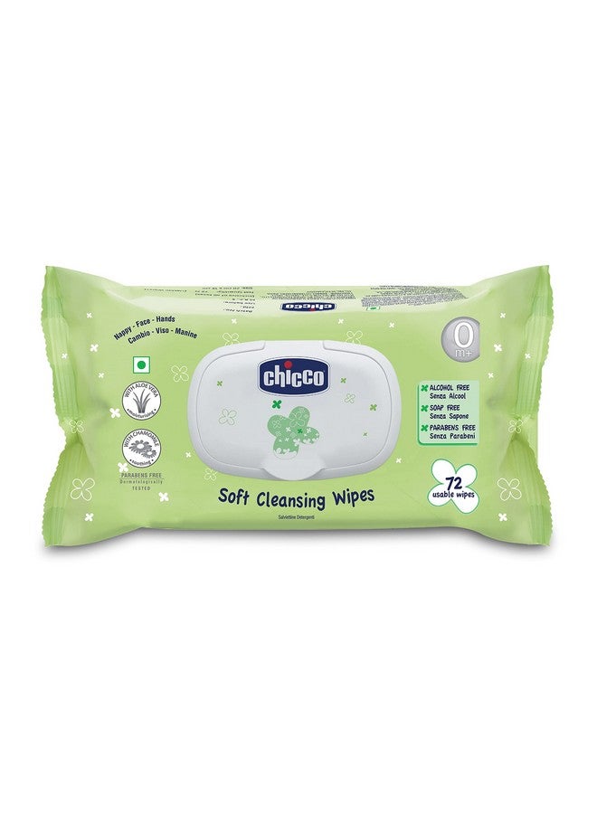 Chicco Baby Moments Soft Cleansing Baby Wipes, Ideal For Nappy, Face And Hand, Dermatologically Tested, Paraben Free, Fliptop Pack (72 Sheets), White  - Image 1