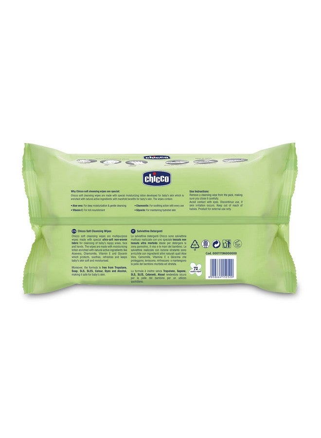 Chicco Baby Moments Soft Cleansing Baby Wipes, Ideal For Nappy, Face And Hand, Dermatologically Tested, Paraben Free, Fliptop Pack (72 Sheets), White  - Image 2