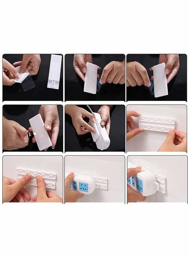 KASTWAVE مثبت شريط الطاقة، 4 قطع حامل شريط الطاقة بدون ثقب تخزين مقبس تثبيت الحائط رف إدارة الكابلات تنظيم التعليق للمطبخ غرفة المعيشة - Image 4