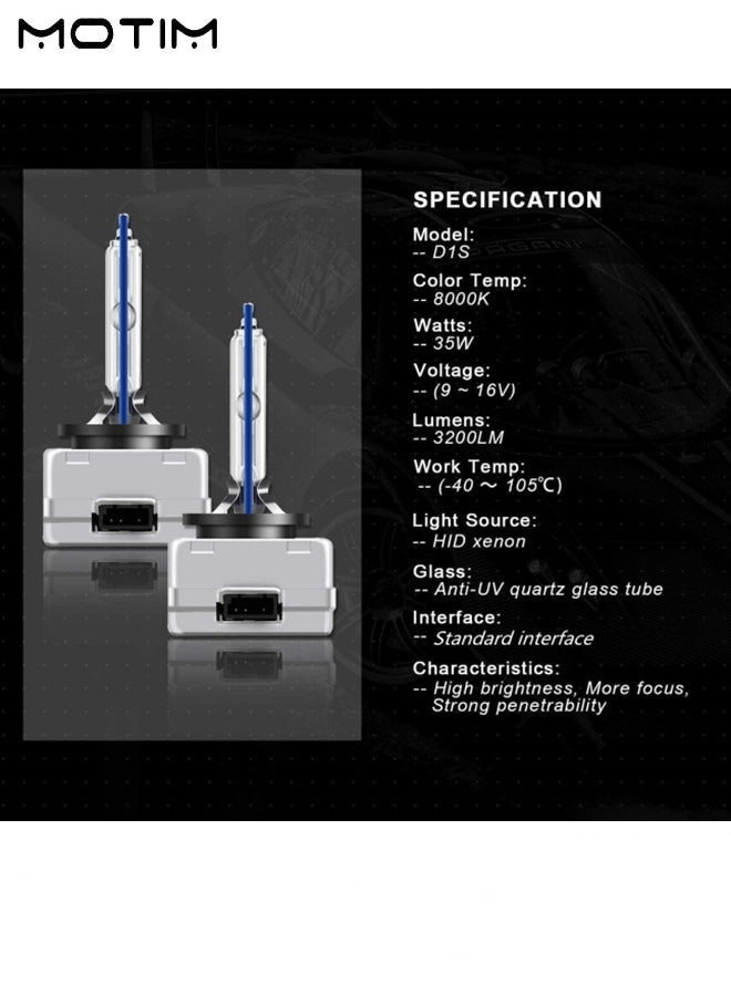 موتيم مجموعة تحويل مصابيح أمامية زينون D1S HID مكونة من قطعتين مع جهاز عرض 8000K 3200Lm، مصابيح LED عالية الطاقة ذات شعاع عالي/منخفض، مقاومة للماء IP67، ضوء أبيض أزرق - Image 3