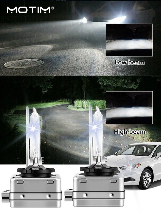 موتيم مجموعة تحويل مصابيح أمامية زينون D1S HID مكونة من قطعتين مع جهاز عرض 8000K 3200Lm، مصابيح LED عالية الطاقة ذات شعاع عالي/منخفض، مقاومة للماء IP67، ضوء أبيض أزرق - Image 1