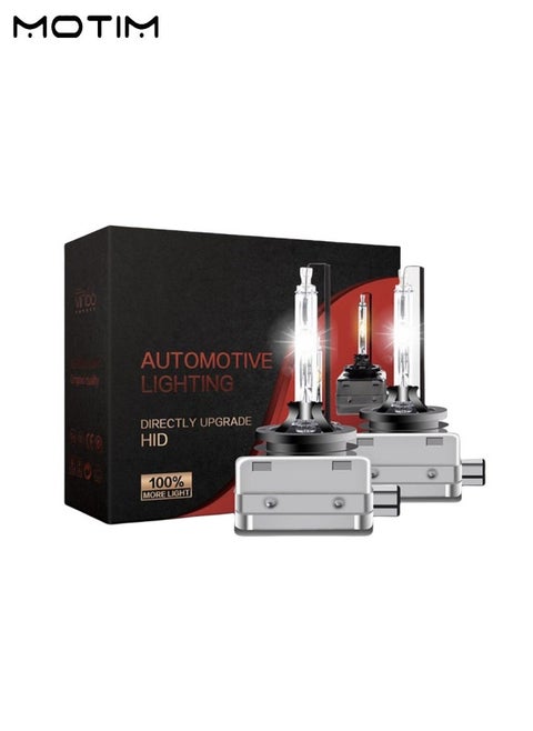 2 قطعة مصابيح أمامية D1S D1S HID Xenon بمصابيح زينون أمامية مع جهاز عرض 8000K 3200Lm، سطوع عالٍ بنسبة سطوع 500%، مصابيح LED ذات شعاع عالي/منخفض، مقاومة للماء IP67، ضوء أبيض أزرق