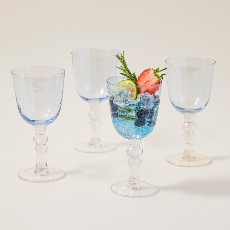 La Mesa Glass Stem Goblets Cold Spot And Blue Luster - Image 5