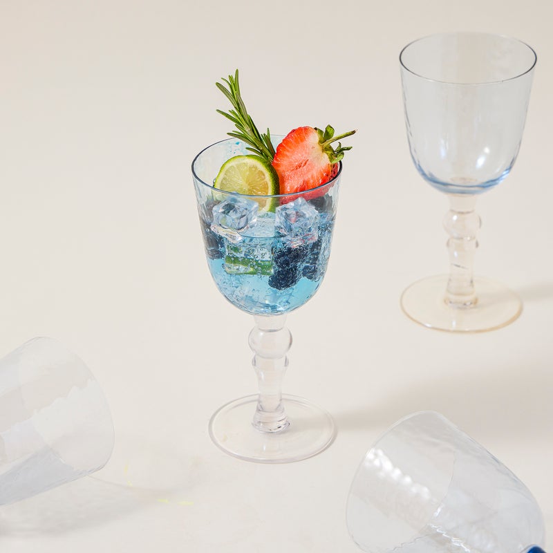 La Mesa Glass Stem Goblets Cold Spot And Blue Luster - Image 1