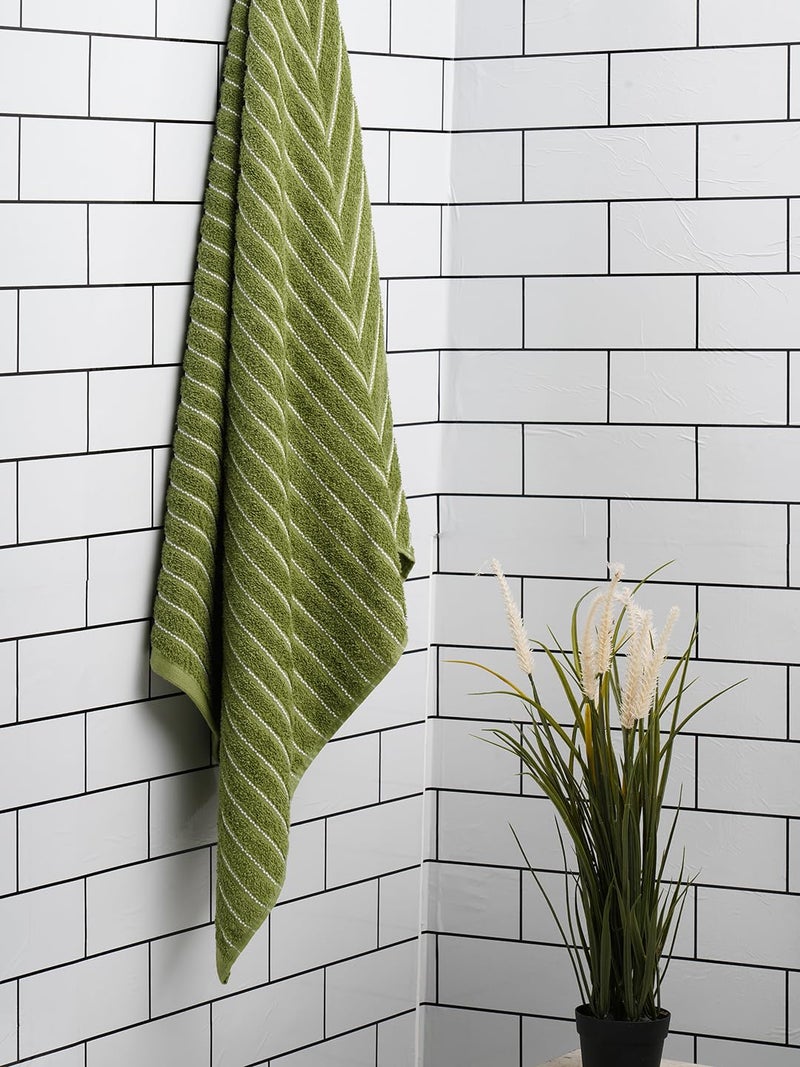 Welspun 2-in-1 100% Cotton Bath Towel-Apple Green - Image 1