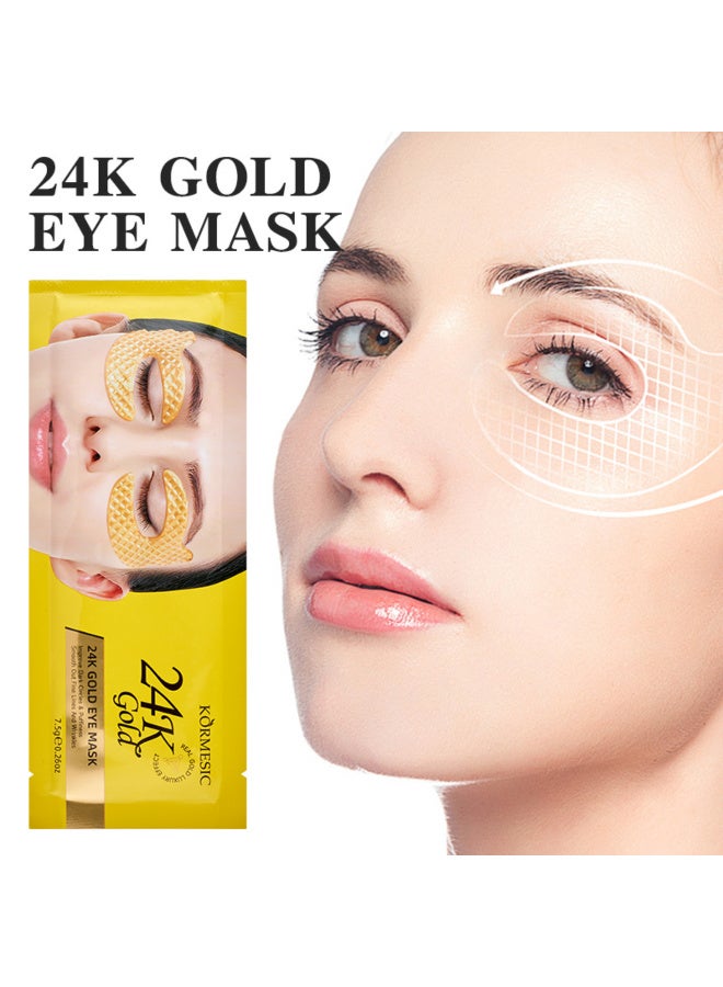Kormesic قناع عين من الذهب عيار ٢٤ قيراطًا، رقعة تحت العين (١٠ أزواج)، مستلزمات السفر، رقعة عين للعينين المنتفختين، رقعة عين هلامية للهالات السوداء، انتفاخ العين، التجاعيد، انتفاخات تحت العين - Image 5