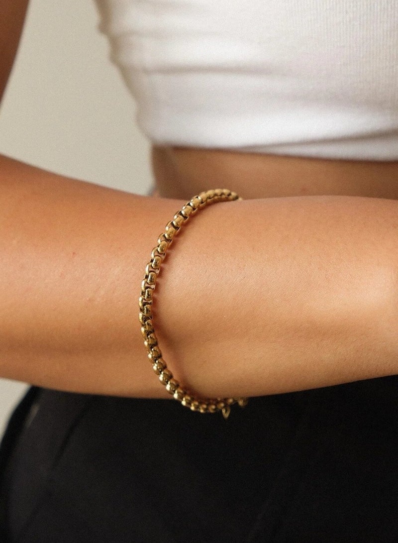 Luxuria 316L Stainless Steel 18K Gold Plated Bracelets for Women Men Smooth Gold Chain Bracelet Jewelry - Image 1